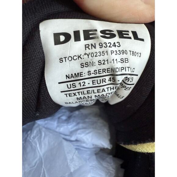 Diesel Men’s S-Serendipity Black Sneakers size 12